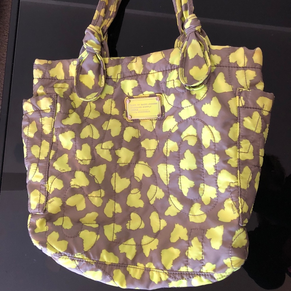 Marc Jacobs Yellow and Gray Nylon Heart Tote